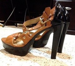 Stylish Classy Sassy Michael Kors Real Leather Platform BrownBlack Sanda... - $250.00