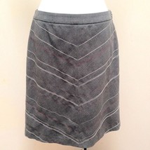 Ann Taylor 2 Skirt Gray Embroidered Chevron Striped Career - $19.58