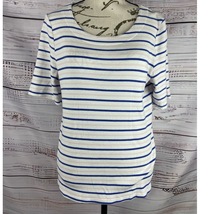 Talbots Tee Shirt Women Lp Scoop Neck Elbow Sleeves Striped Lightweight Cotton - £7.19 GBP