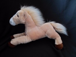Aurora Floppy White Face Tan &amp; Brown Horse Stuffed Animal Lovey Plush 12&quot; x 10&quot; - £12.39 GBP