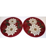 NEW PAIR OF NICOLE MILLER BEADED CHRISTMAS POINSETTIA 15&quot; PLACEMATS/CHAR... - £40.33 GBP