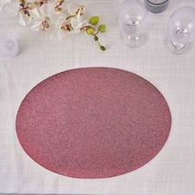 6 Coral 12&quot;&quot; Oval Glittered Faux Leather Placemats Wedding Decorations Gift - £16.65 GBP