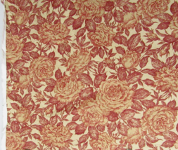 Robert Allen Rose Floral Red Tan 2-Yards Fabric Remnant(s) - £23.92 GBP