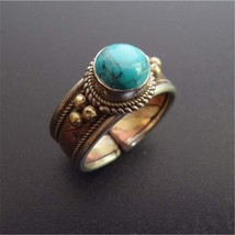 R161 Nepal Rose Copper Inlaid Stone Rings Vintage Open Ring for Girls - £8.63 GBP