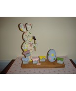 Wooden Bunny Rabbit Painting A Colorful Easter Egg - £18.95 GBP