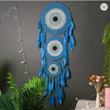 Extra Large Blue Boho Hand Woven Dream Catcher - £11.79 GBP