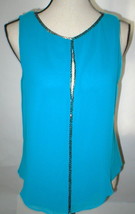 Womens NWT New S Dark Aqua Blue Beaded Top Blouse Sanctuary Anthropologi... - £83.33 GBP