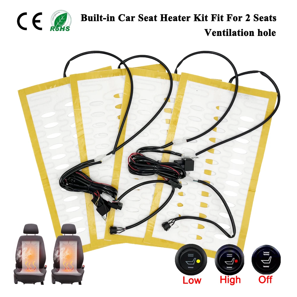 Universal Built-in Car Seat Heater Kit Fit 2 Seats 12V Alloy Wire Heatin... - £37.96 GBP