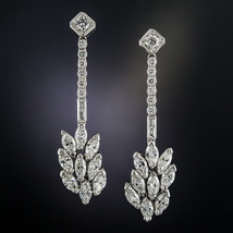 3Ct Lab Created Diamond Dangle Earrings Antique &amp; Vintage 14K White Gold Plated - £102.26 GBP