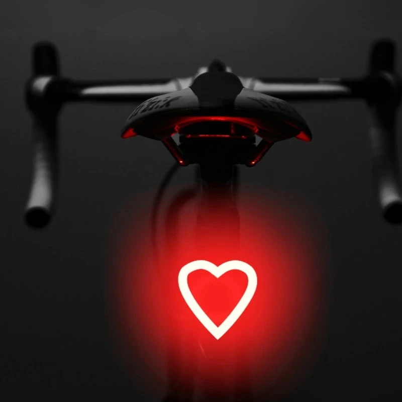 Heart Shape LED Bike Light USB Rechargeable Bicycle Rear Light Waterproof MTB - £10.88 GBP+