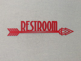 Restroom 24&quot; Red Wood Right Pointing Arrow Sign Art Deco - £23.91 GBP