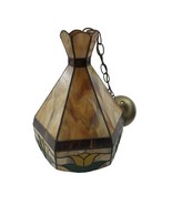 Yellow Tulips Flowers Slag Stained Glass Hanging Swag Ceiling Lamp Light - $152.26