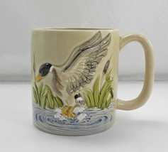 Otagiri Handpainted Mallard Duck in Relief Mug - Tan Coffee Cup - $14.20