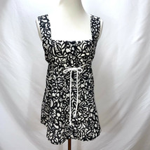 Anthropologie FEI Black White Drawstring Cotton Lined Sleeveless Top Princess - £15.97 GBP