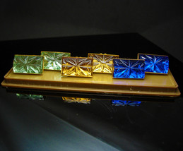 3 sets Vintage Glass Cufflinks Czech molded star shape hand made gold set Origin - £208.38 GBP