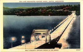 1949 Lake Washington Concrete Pontoon Bridge, Seattle - £5.49 GBP
