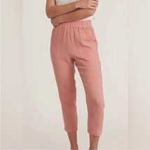 MARINE LAYER Salmon Pink Paula Easy Tapered Cotton Pull On Gauze Pants S... - $35.00