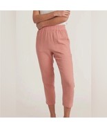 MARINE LAYER Salmon Pink Paula Easy Tapered Cotton Pull On Gauze Pants S... - $35.00