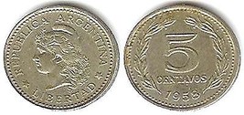1958 Republic of Argentina 5 Centavos - Extremely Fine - $1.95