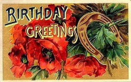 1911 Serie #1680 &quot;Birthday Greetings Horseshoe&quot; - £2.31 GBP