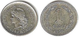 1958 Republic of Argentina 1 Peso - Extremely Fine+ - $2.95