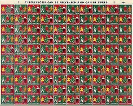 Mint Sheet of 1954 Christmas Seals - £4.67 GBP