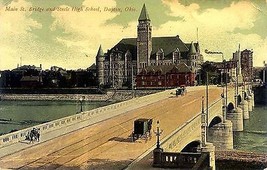 1912 Steele High School &amp; Main St. Bridge, Dayton, Ohio - £8.22 GBP