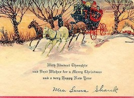 1930&#39;s &quot;Coach &amp; Horses&quot; Christmas card - £3.91 GBP
