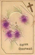 1910&#39;s air-brushed Easter Greetings &quot;Cross &amp; Church&quot; - Margaret Coblenz signing - £2.31 GBP