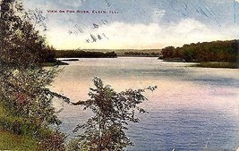 1908 View of the Fox River, Elgin, Illinois - $8.86