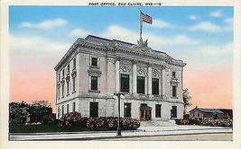 1940&#39;s Kropp linen Post Office, Eau Claire, Wisconsin - £3.89 GBP