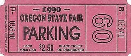 1990 Oregon State Fair parking ticket stub - £0.74 GBP