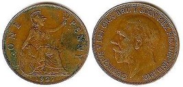 1927 United Kingdom George V Penny - Very Fine - £5.46 GBP