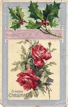 1907 &quot;Merry Christmas Roses &amp; Holly&quot; - £1.53 GBP