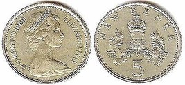 1969 United Kingdom 5 New Pence - Fine - $1.95