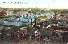 1922 Bird&#39;s Eye View of Des Moines, Iowa Riverfront - £7.87 GBP