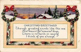 1921 Whitney Made &quot;Xmas Wreaths Scenic&quot; - £3.12 GBP