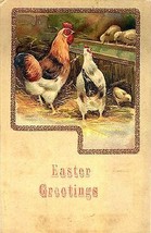 1910 &quot;Easter Greetings&quot; embossed barnyard rooster - £2.31 GBP