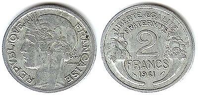 1941 France 2 Francs - Very Fine+ - $3.91