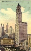 1920&#39;s City Hall &amp; Woolworth Building, New York City - £7.05 GBP