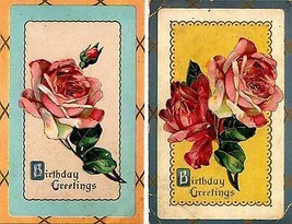 Lot of 2 Bergman 1910&#39;s Birthday Greeting Roses - £4.70 GBP