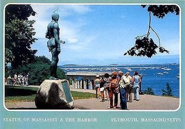 1970&#39;s Statue of Massasoit &amp; Harbor, Plymouth, Mass. - £2.33 GBP