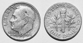 1958-D Roosevelt Silver Dime - Very Fine - $3.91