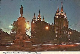 1980&#39;s Pioneer Monument and Mormon Temple, at night, Salt Lake City, Utah - £3.07 GBP