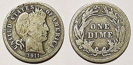 1911 Barber Silver Dime - Good+ - £11.59 GBP