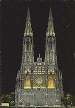 1970&#39;s Votiv Cathedral, at night, Vienna, Austria - £2.30 GBP