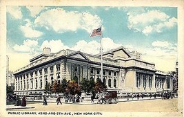 1910&#39;s Public Library at 42nd &amp; 5th Avenue, New York City - £6.28 GBP