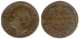 1893 Italy 10 Centesimi - Very Good+ - $5.89