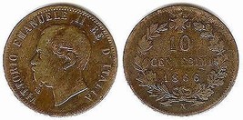 1866-N Italy 10 Centesimi - Very Good- - £5.40 GBP