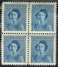 1948 MINT Block of 4 Elizabeth Canadian 4 cent - $4.90
